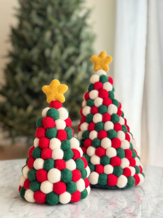 Felt Ball Christmas Tree Table Display