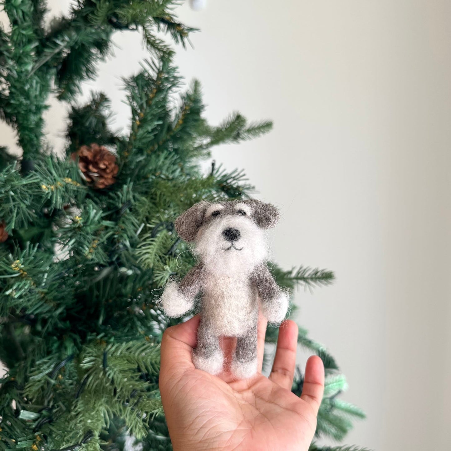 Felt Finger Puppet - Schnauzer Dog