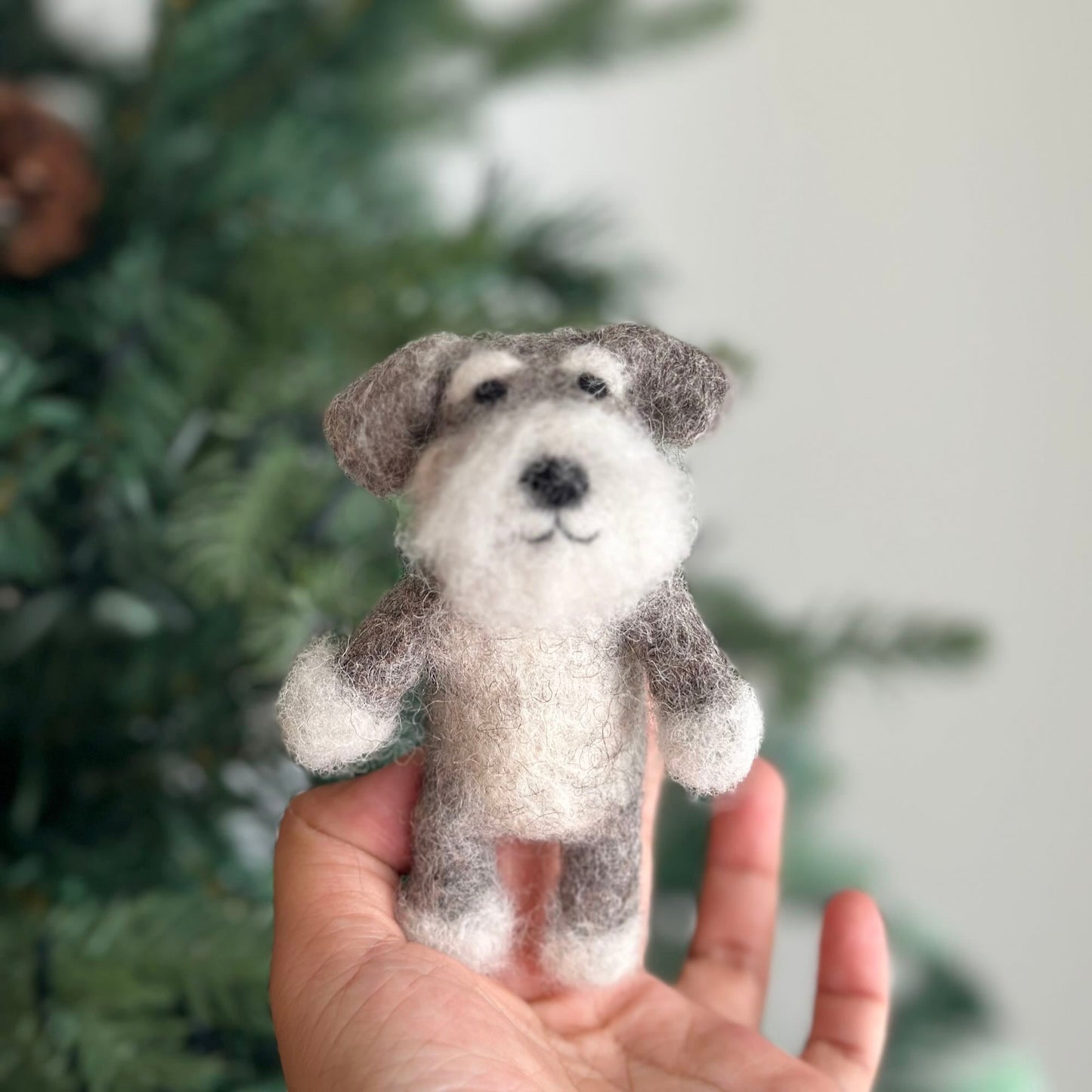 Felt Finger Puppet - Schnauzer Dog