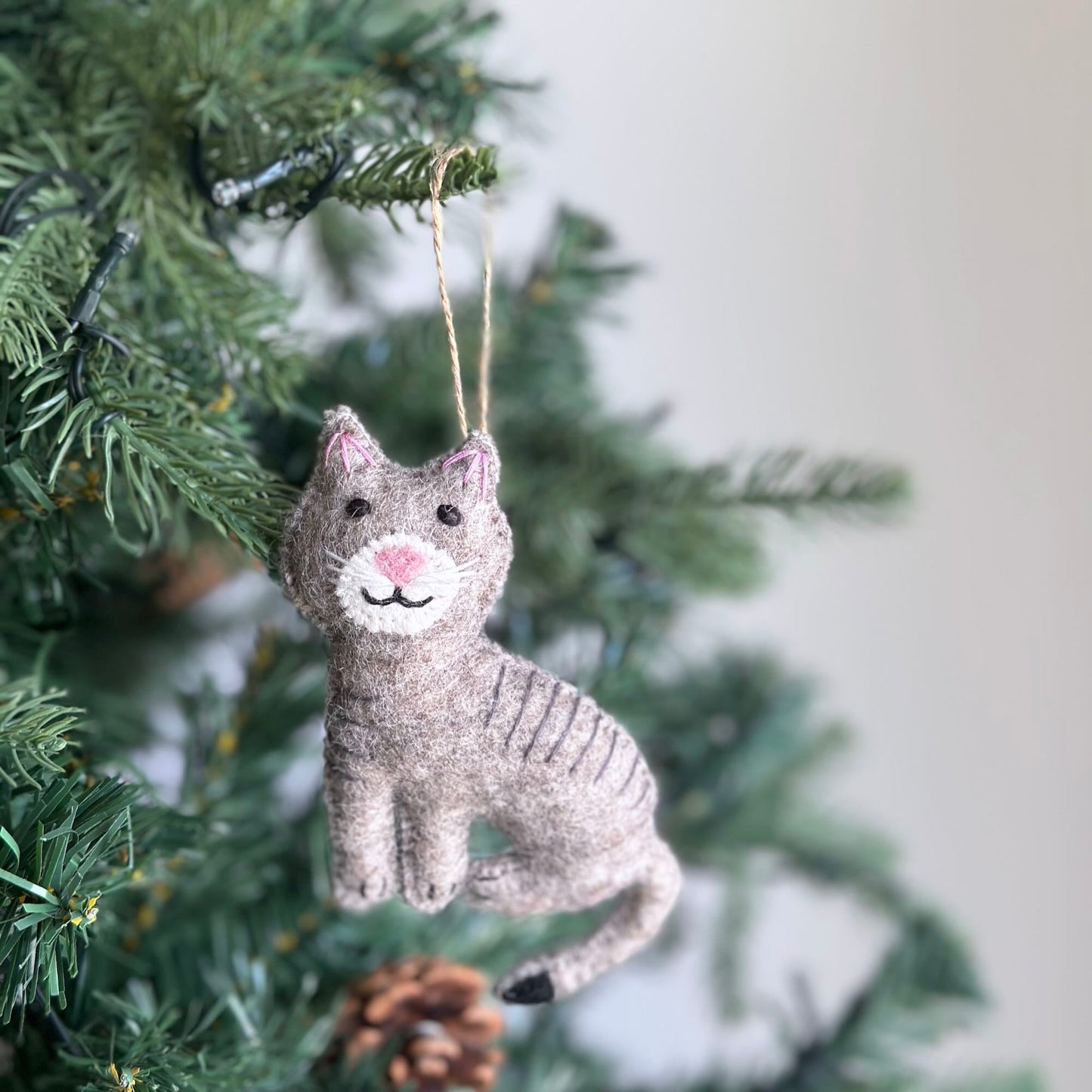 Felt Ornament - Stitched Cat