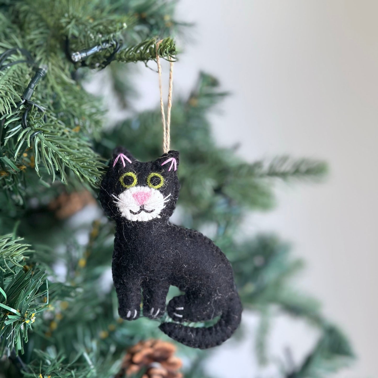 Felt Ornament - Stitched Cat