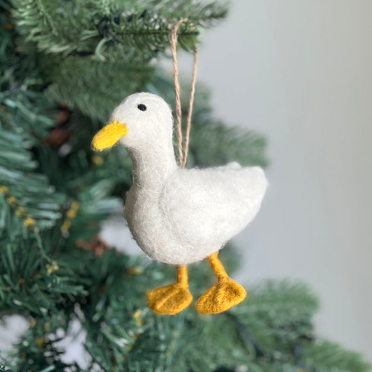 Felt Ornament - White Duck