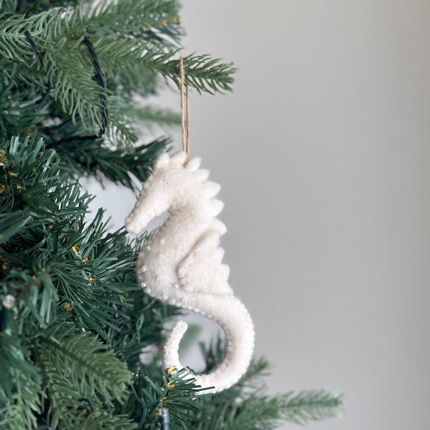 Felt Ornament - White Seahorse