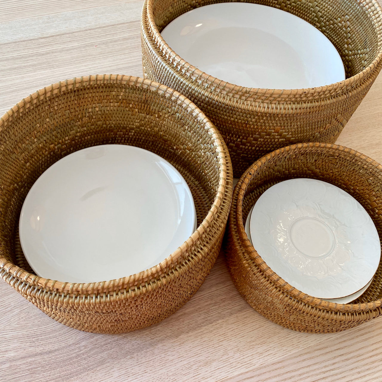 Bali Rattan Round Storage Box with Lid