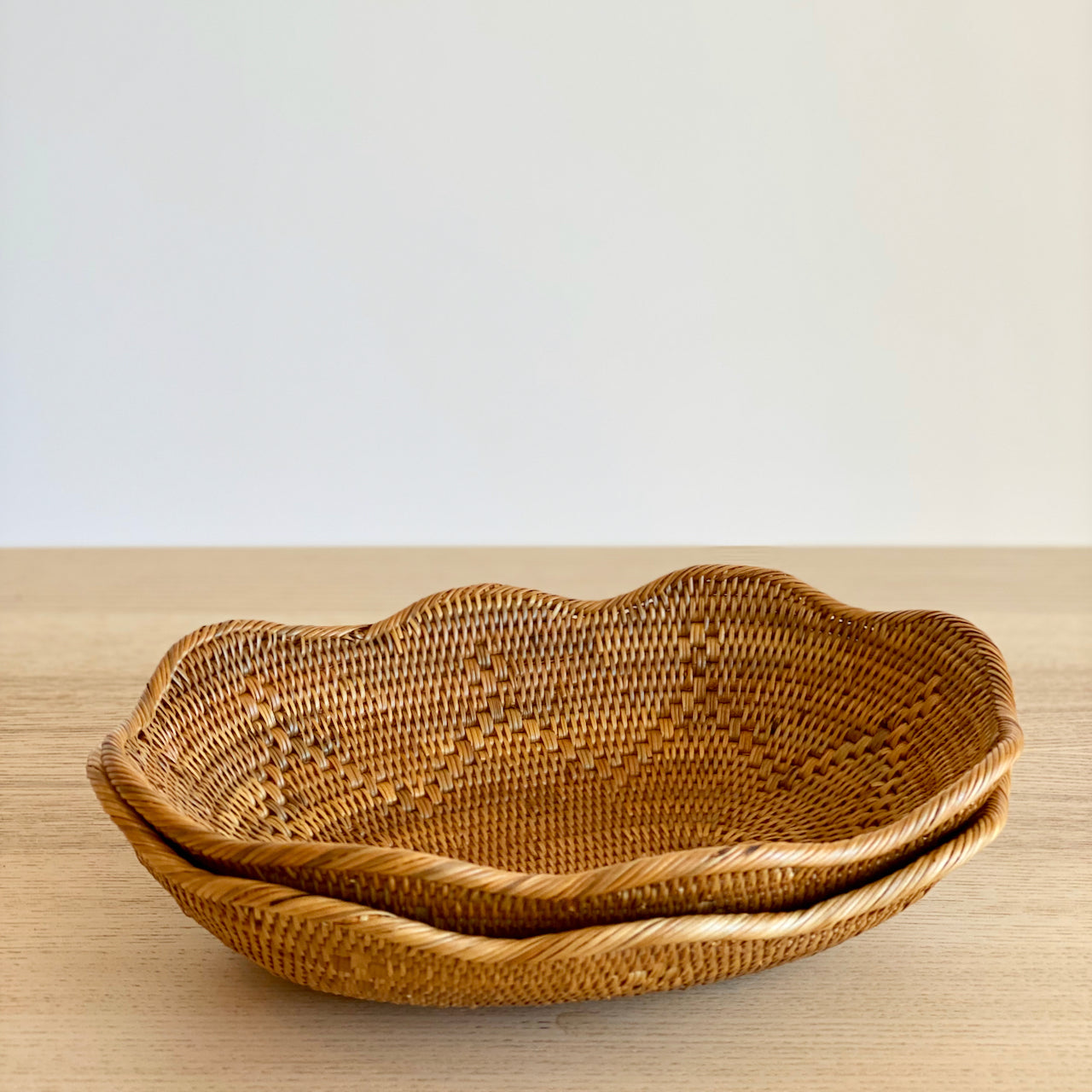 Bali Rattan Wavy Fruit Bowl - Oval