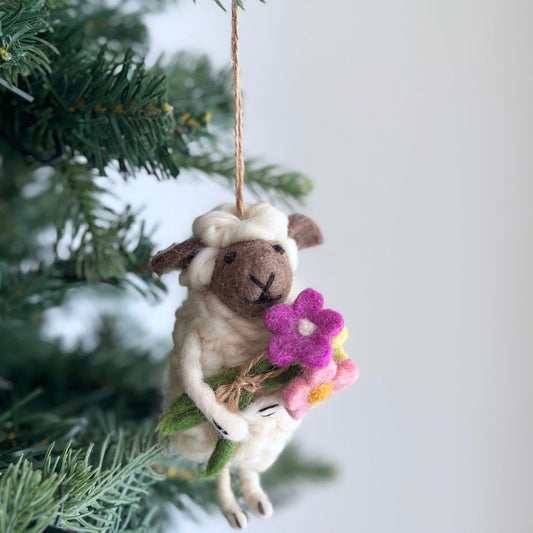 Sheep Holding Flower Ornament