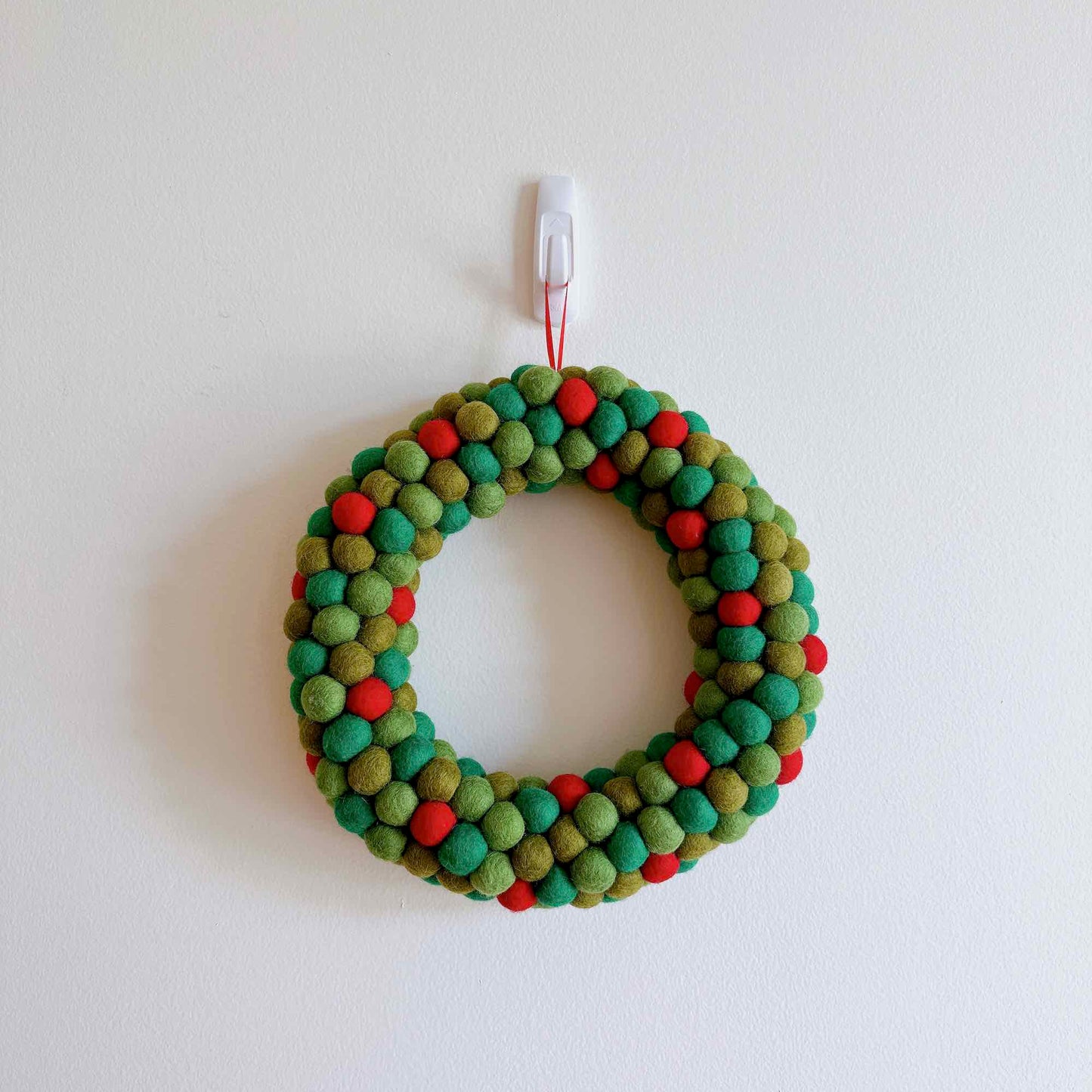 Felt Ball Christmas Wreath - Greenery. Handmade in Nepal. - Ganapati Crafts Co.