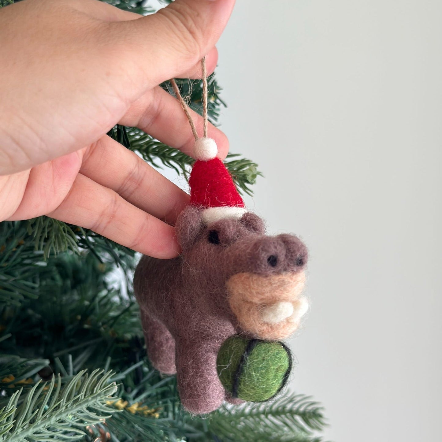 Felt Ornament - Hippo with Watermelon