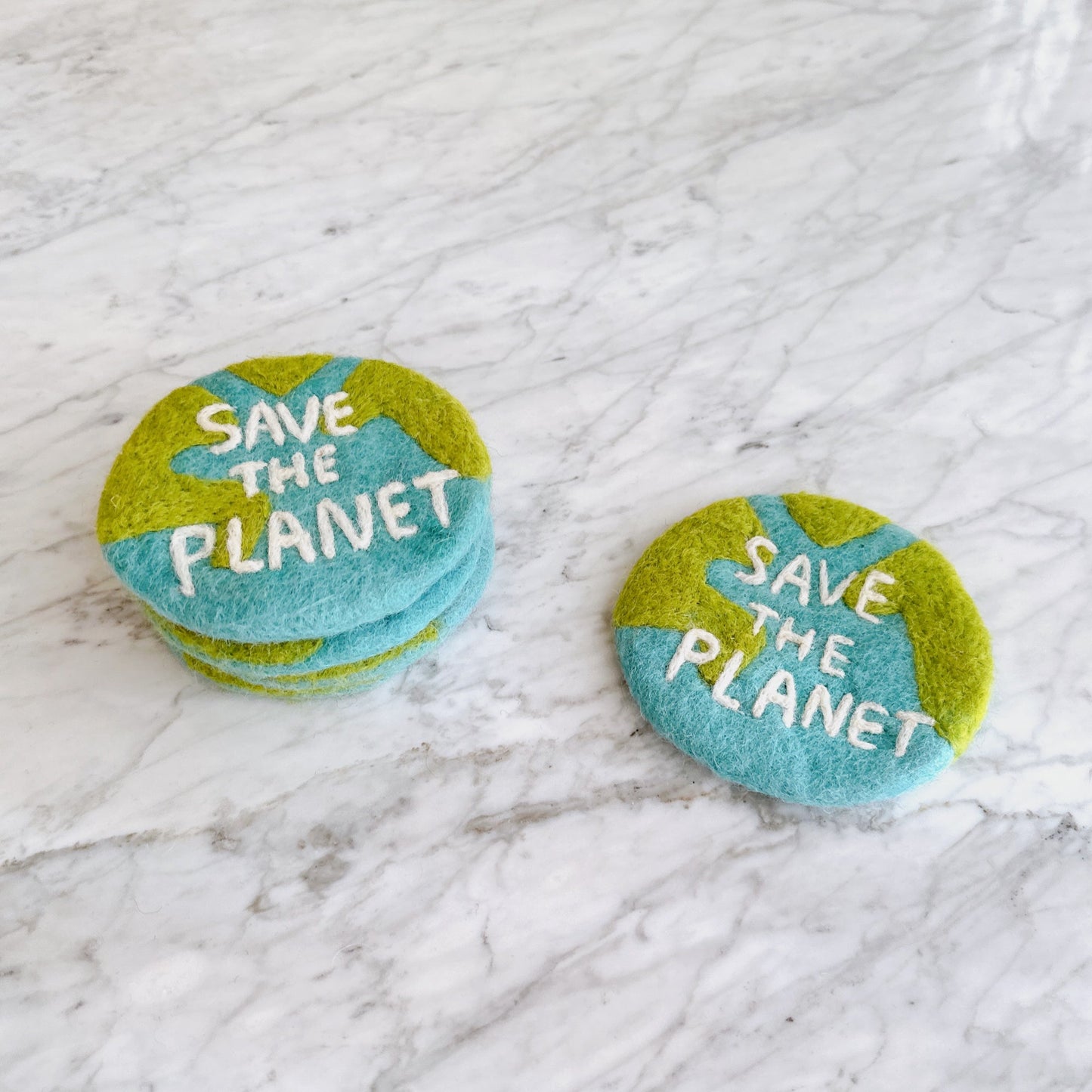 Felt Save The Planet Coasters - Set of 4