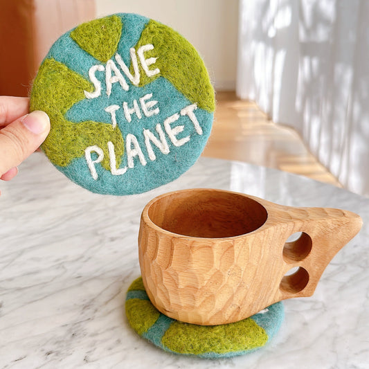 Felt Save The Planet Coasters - Set of 4