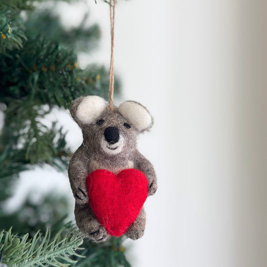 Felt Koala Holding Heart Ornament