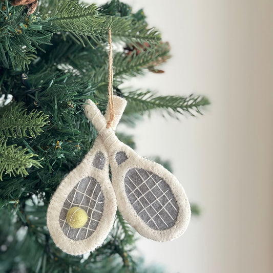 White Tennis Racket Ornament