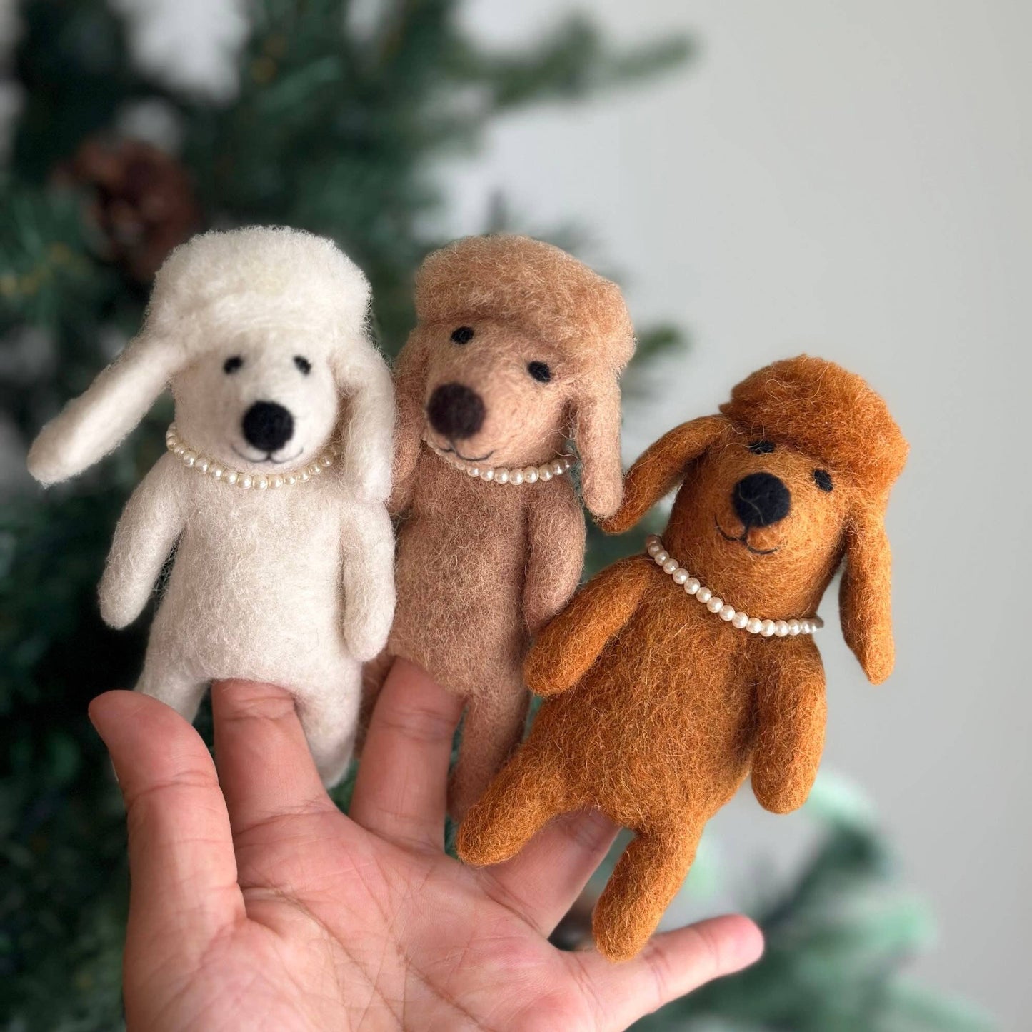 Assorted Poodle Dog Finger Puppets - 3 PCs