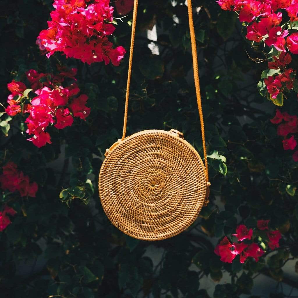 Bali Round Rattan Bag Premium Quality Unique Handmade Gifts And Accessories - Ganapati Crafts Co.