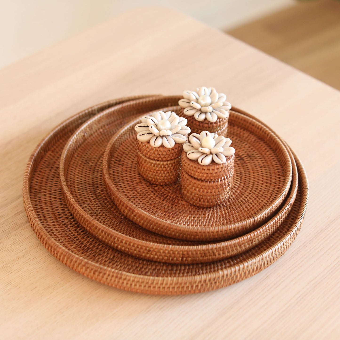 Bali Nesting Round Rattan Tray - Set of 3