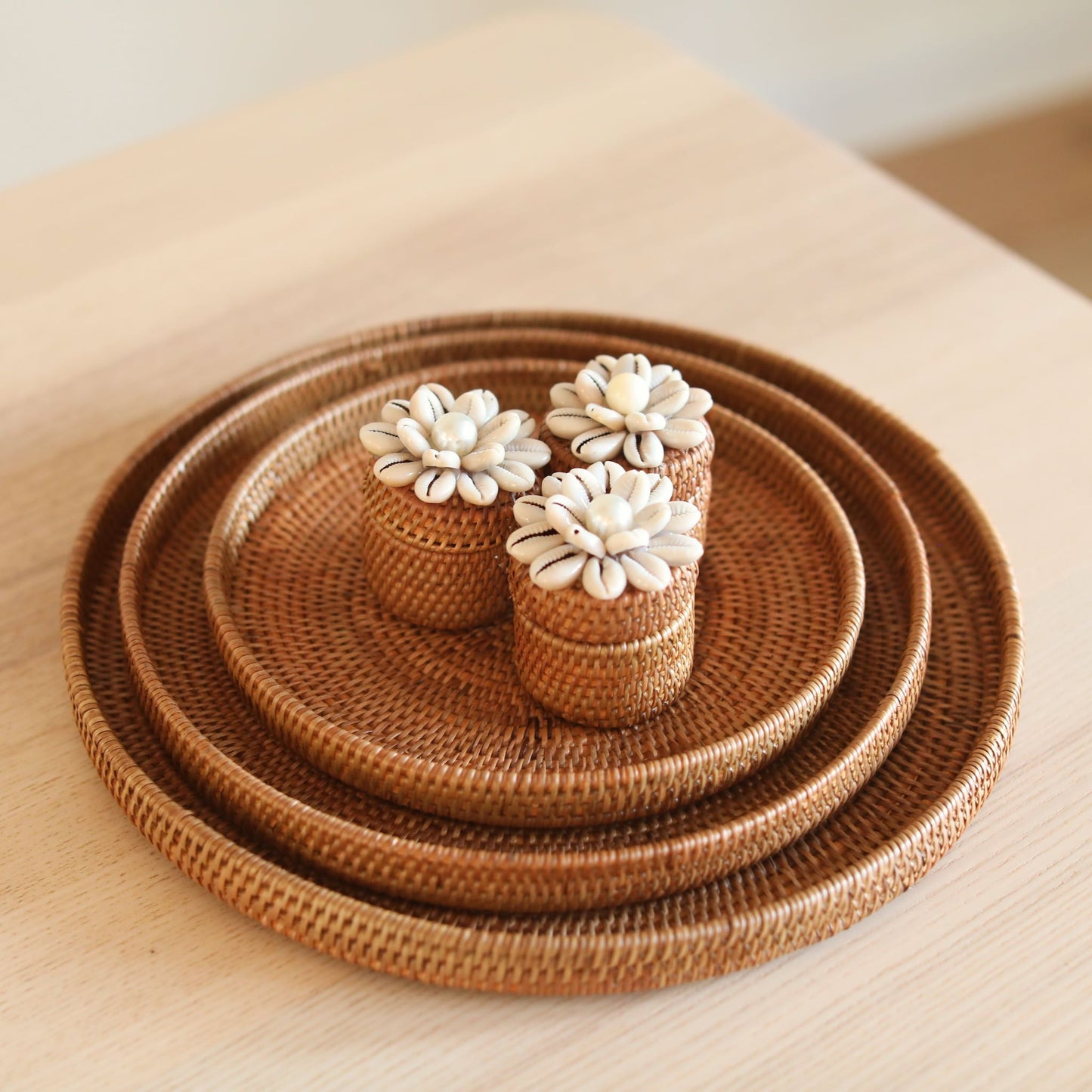 Bali Nesting Round Rattan Tray - Set of 3