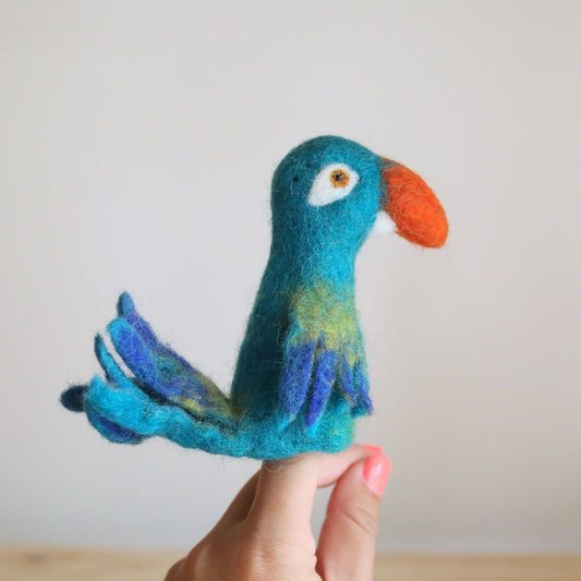 Felt Finger Puppets - Parrot / Blue