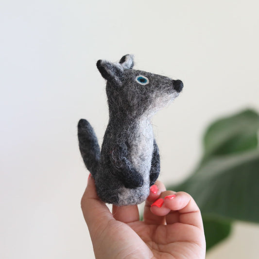 Gray Coyote Finger Puppet