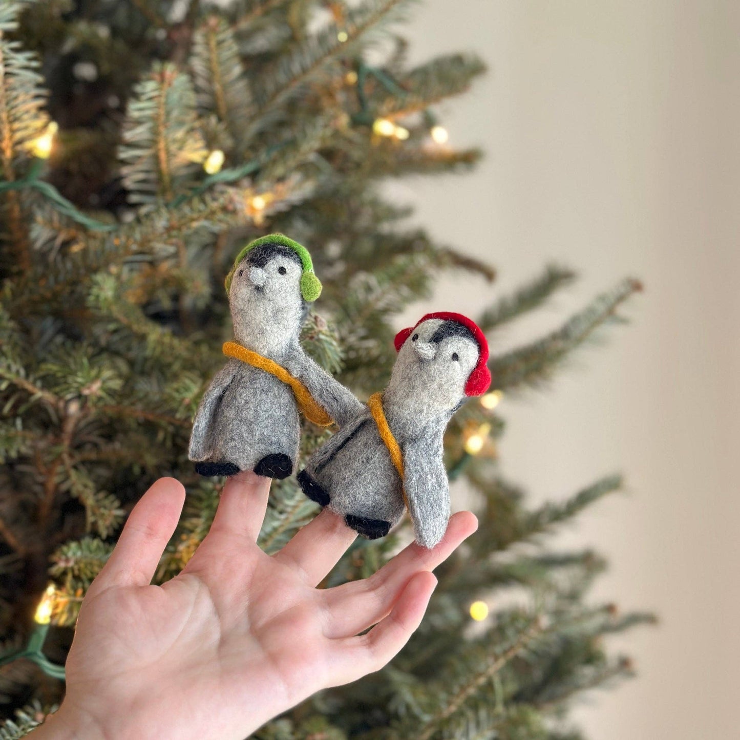 Felt Finger Puppet - Penguin with Headphones