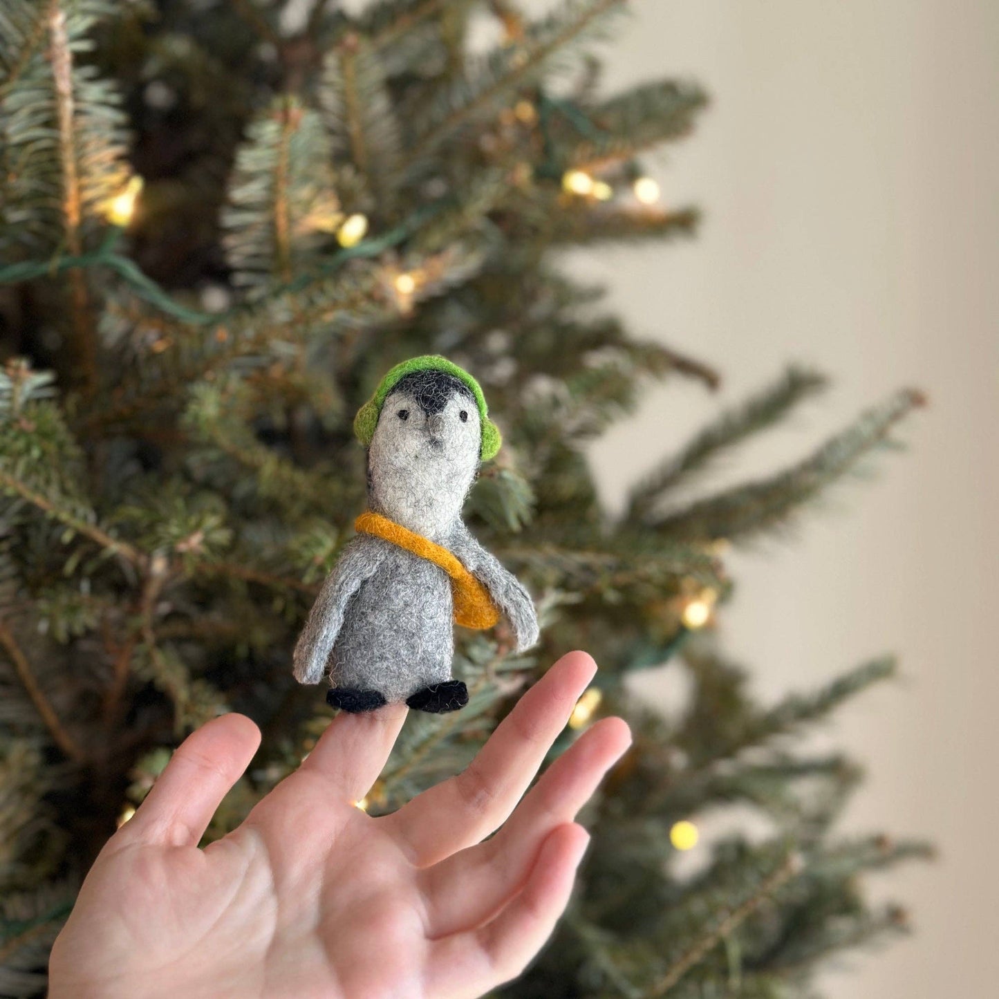 Felt Finger Puppet - Penguin with Headphones