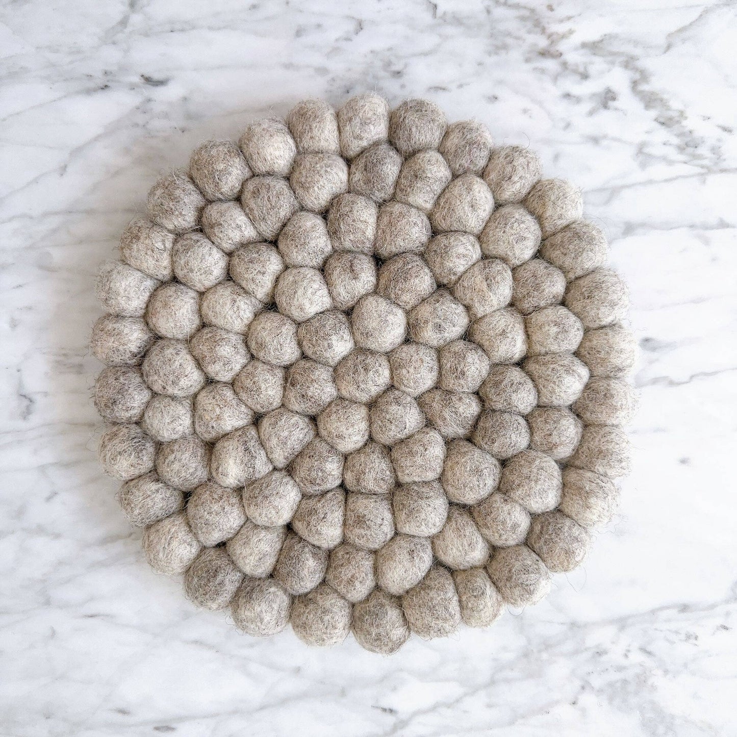 8" Gray Felt Ball Square Pot Trivet / Placemat