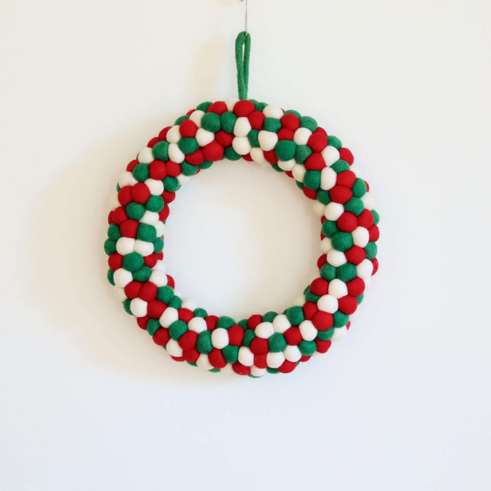 Wholesale Felt Christmas Wreath - Pompom Balls - 50% Off – Ganapati ...