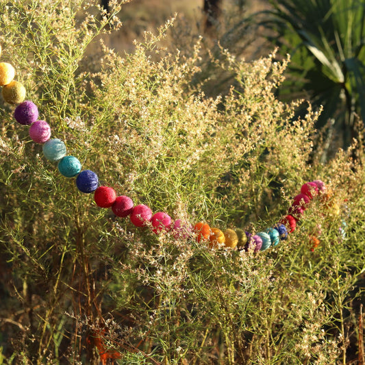 Felt Rainbow Pompom Garland Premium Quality Unique Handmade Gifts And Accessories - Ganapati Crafts Co.