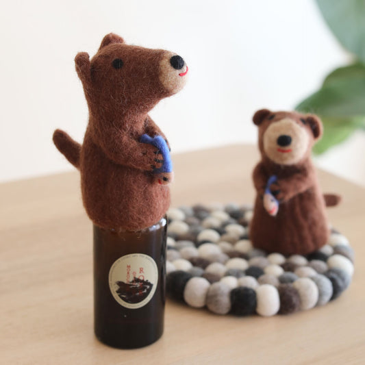 Felt Bear Wine Bottle Toppers