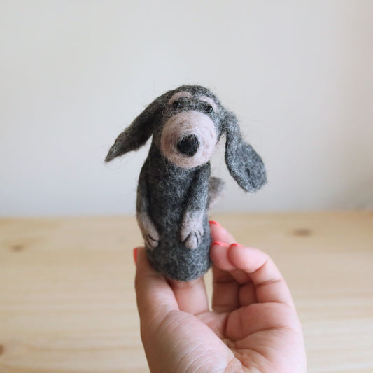 Old Gray Dog Finger Puppet