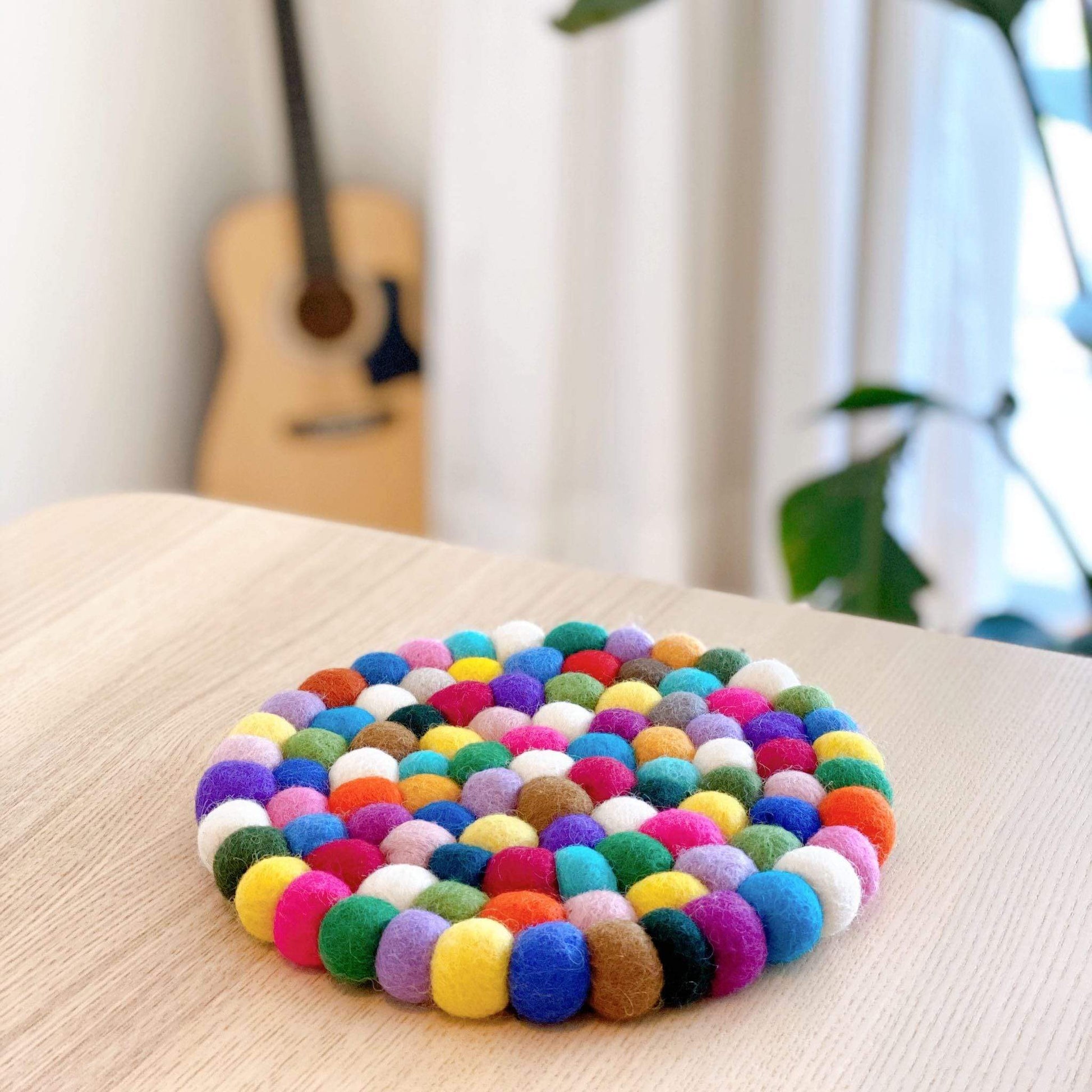 Wool felt circle trivet Premium Quality Unique Handmade Gifts And Accessories - Ganapati Crafts Co.