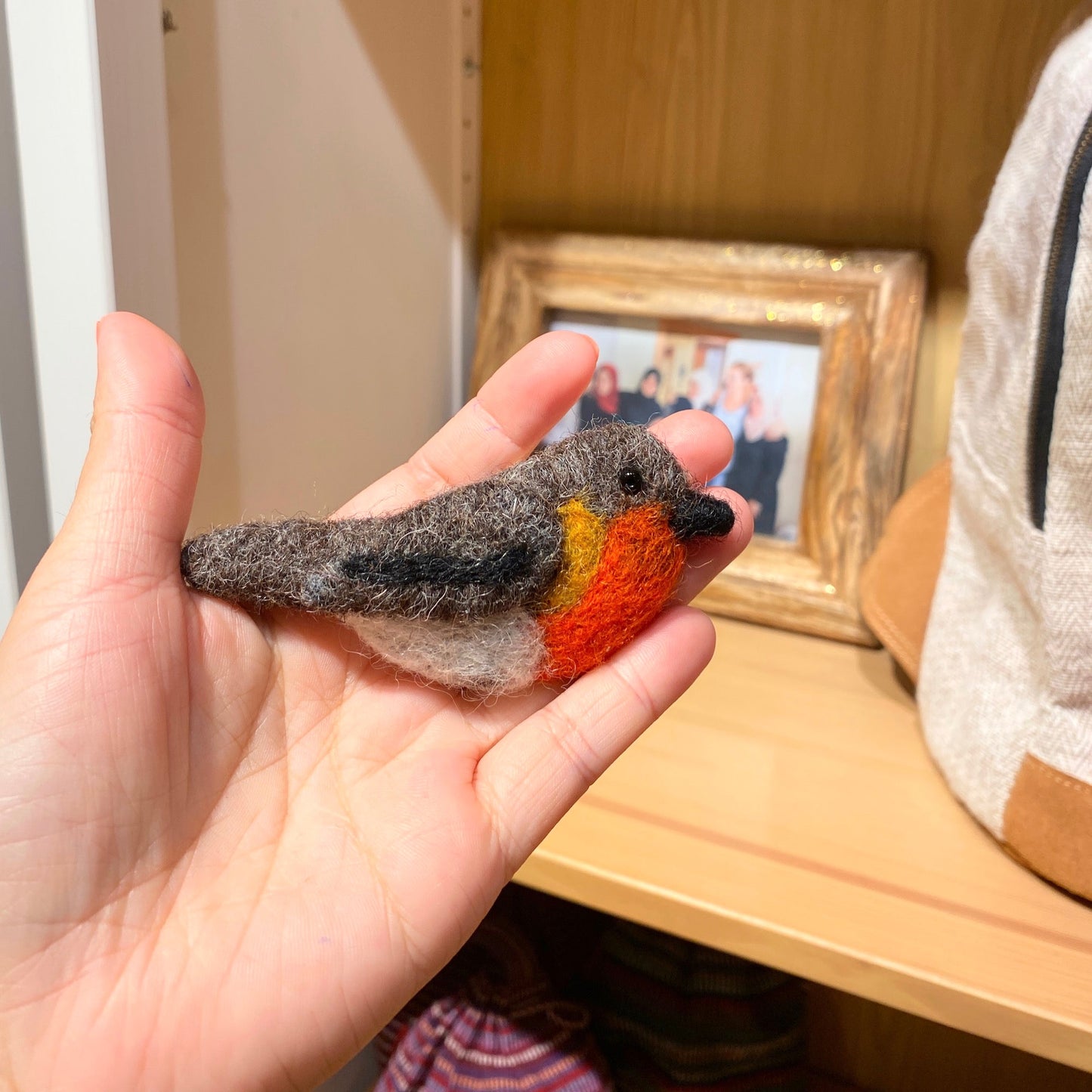 Felted Robin Bird Brooch