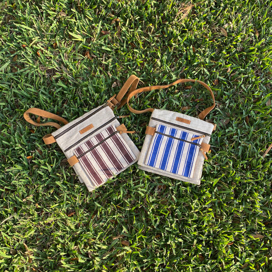 Woven Wide Striped Double Sided Bag