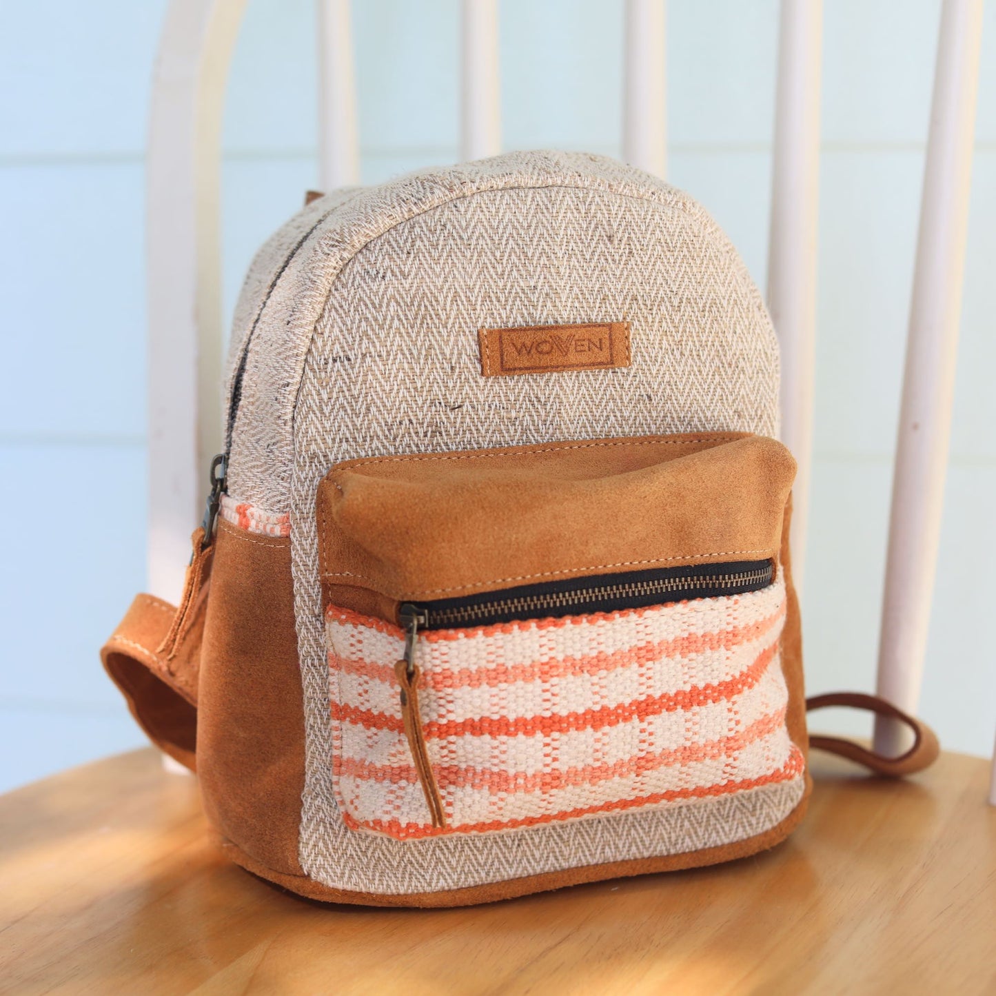 Woven Mini Backpack - Plaid